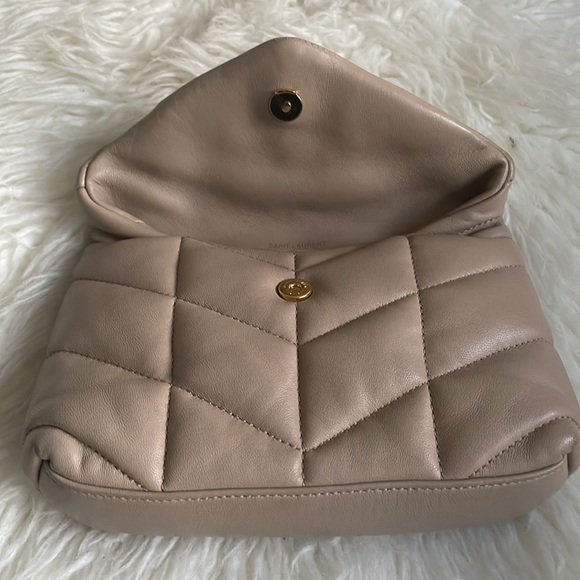 Yves Saint Laurent Lambskin Monogram Loulou Puffer Pouch Clutch Dark Beige - Picture 5 of 16